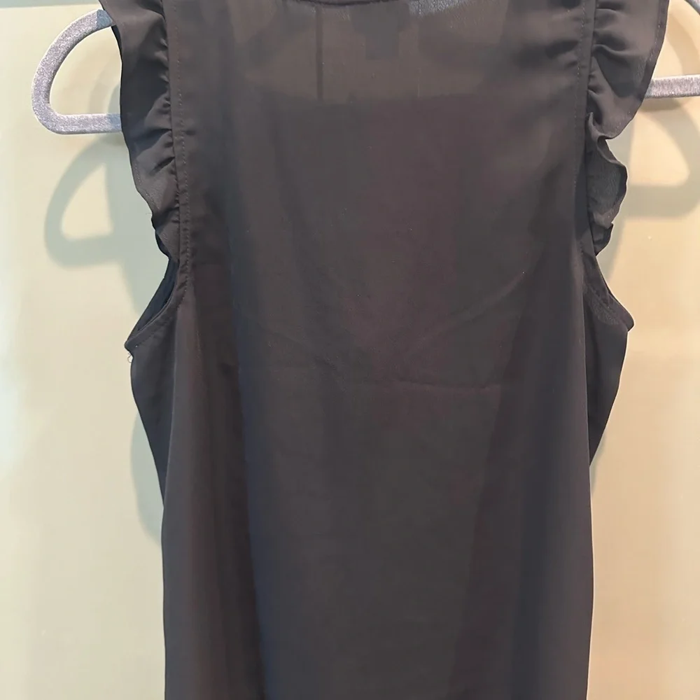 J. Crew Black Ruffle Sleeve Blouse
